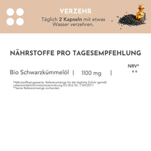 Lade das Bild in den Galerie-Viewer, MGC® Bio Schwarzkümmelöl Kapseln CARI Nutrition