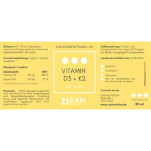 Lade das Bild in den Galerie-Viewer, SONNENVITAMIN D3 + K2 CARI Nutrition 
